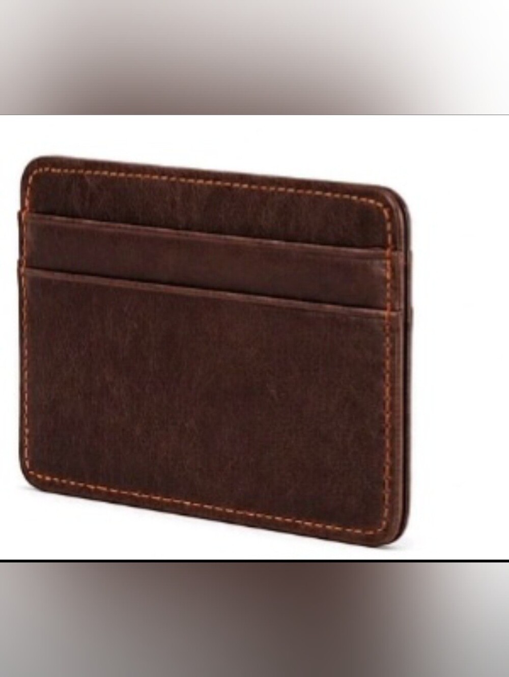 Leather Card Holder - Brown Slim Wallet for Men